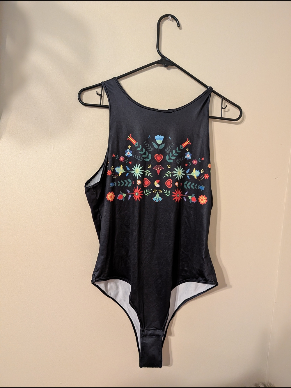 Black Cree Floral Print Bodysuit